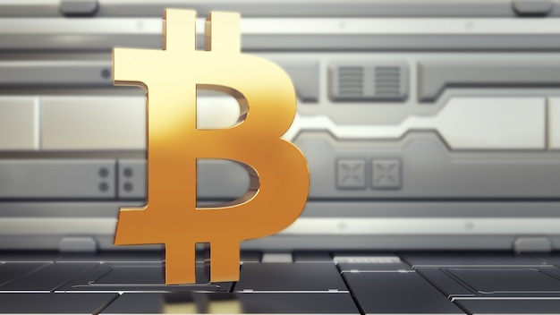 Logotipo de Bitcoin en nave espacial