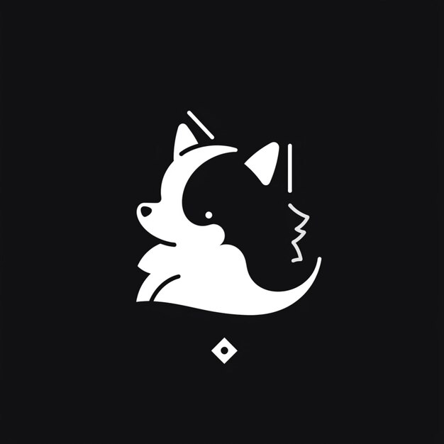 Foto un logotipo en blanco y negro con una cabeza de gato y un ai generativo de diamantes.