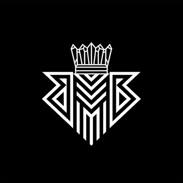 Foto un logotipo en blanco y negro con una corona en él