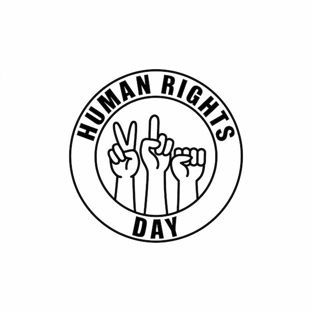 un logotipo en blanco y negro con los derechos humanos escritos en él