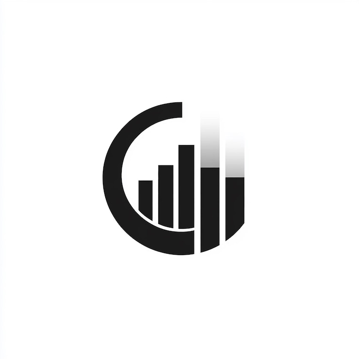 Foto un logotipo en blanco y negro con un dibujo de línea de un gráfico