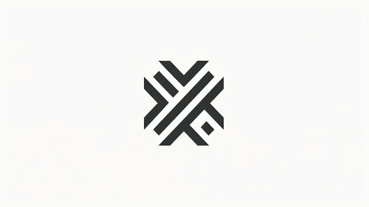 Foto un logotipo en blanco y negro con un diseño geométrico abstracto