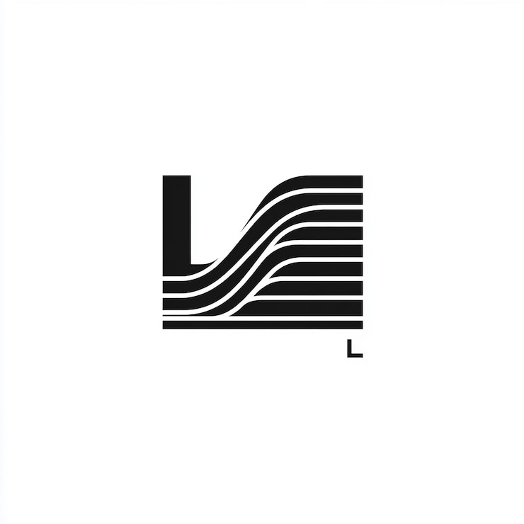 Foto un logotipo en blanco y negro con una l en él