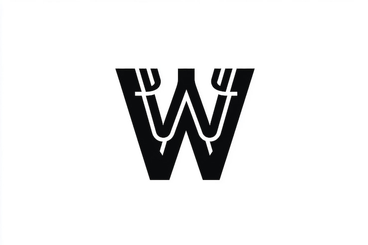 Foto un logotipo en blanco y negro con la letra w en él