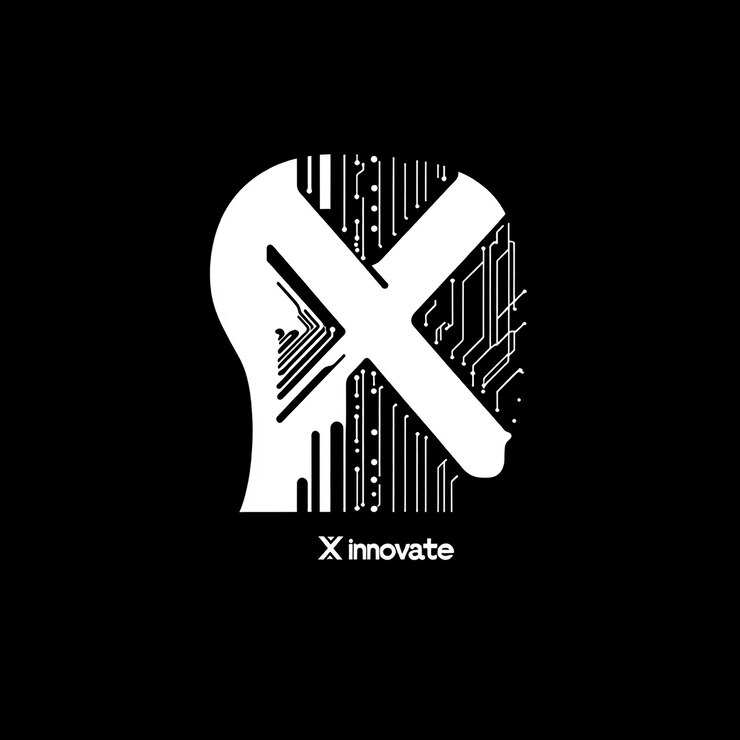 Foto un logotipo en blanco y negro de una x sobre un fondo negro