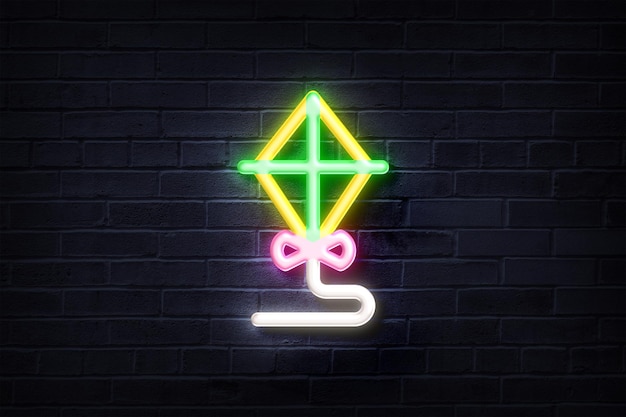 Logotipo brilhante do sinal de néon Neon Kite