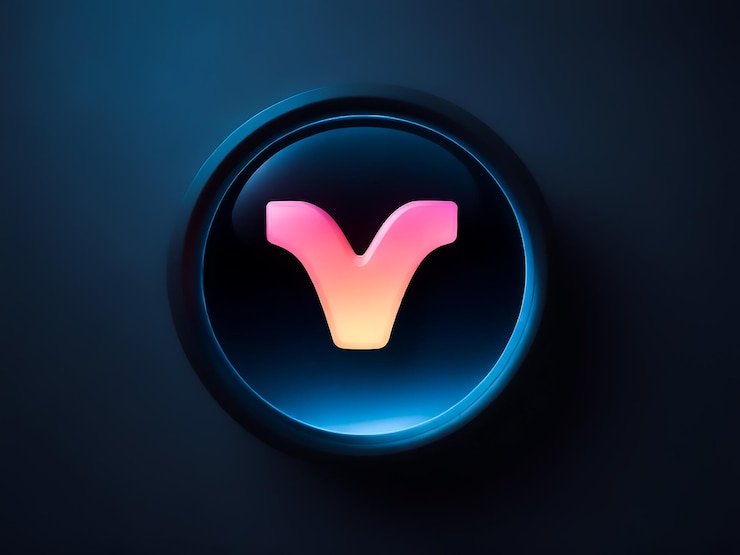 Foto logotipo brillante de vimeo en un círculo 3d realista
