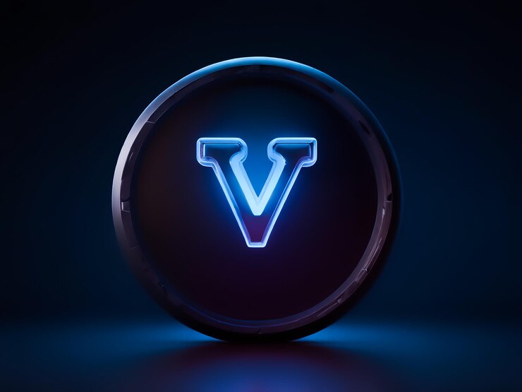 Foto logotipo brillante de vimeo en un círculo 3d realista