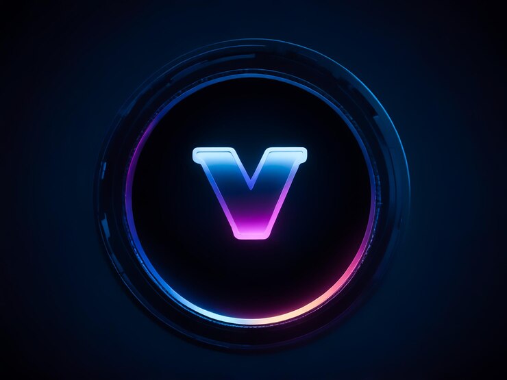 Foto logotipo brillante de vimeo en un círculo 3d realista