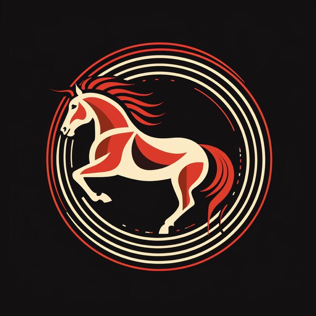 El logotipo del caballo está rodeado por líneas