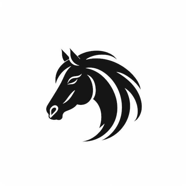 Foto logotipo de cabeza de caballo negro simplista foto de alta calidad y animaciones expresivas dinámicas