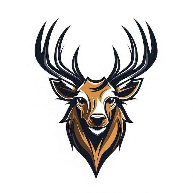 Logotipo de cabeza de ciervo Silueta negra Ilustración vectorial