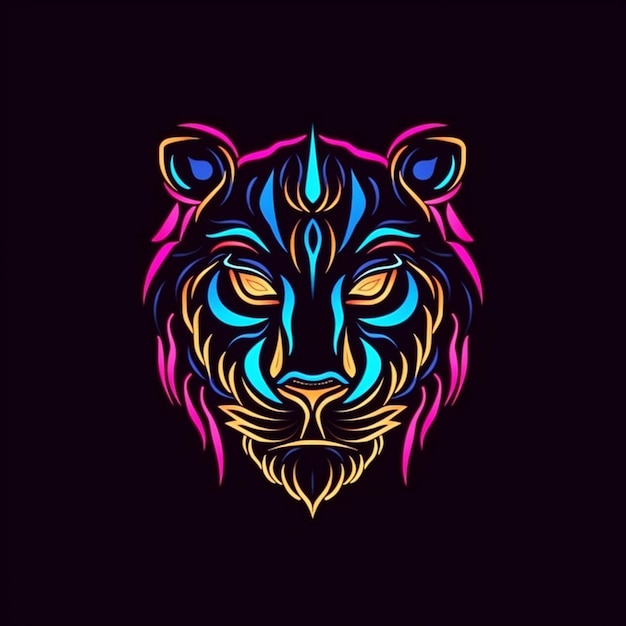 logotipo de cabeza de tigre de estilo neón