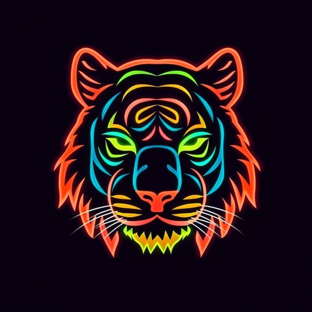 Foto logotipo de cabeza de tigre de estilo neón