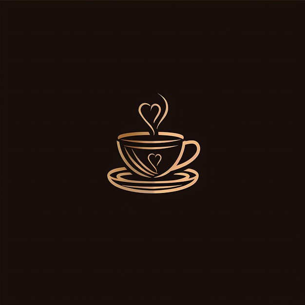 Foto el logotipo del café de fondo marrón oscuro