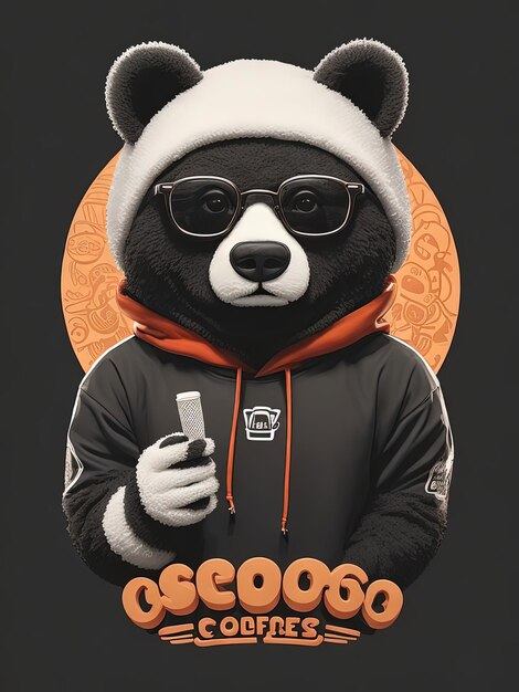 Foto el logotipo de cafe oso bear con gafas