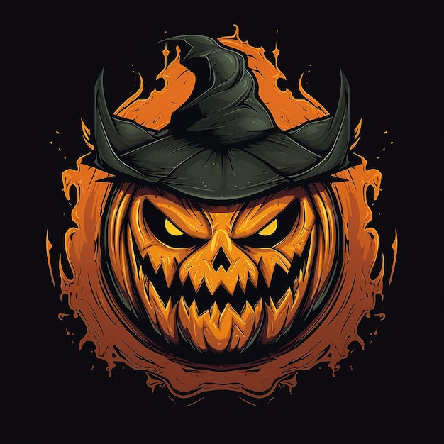 Foto el logotipo de la calabaza de halloween de miedo y diversión