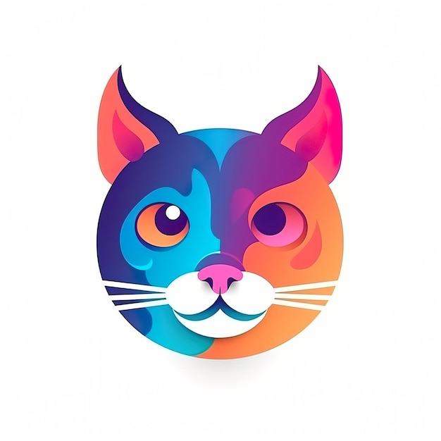 Foto logotipo de cara de gato colorido