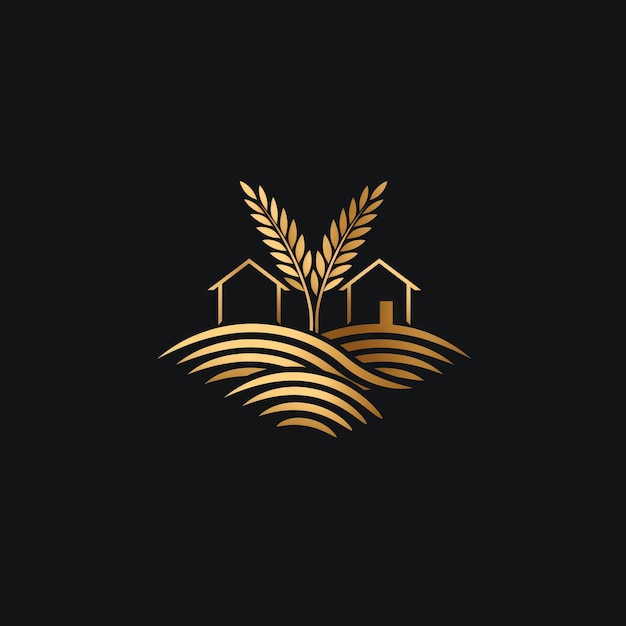 Foto logotipo de casa de granja ecológica de oro de lujo ia generativa