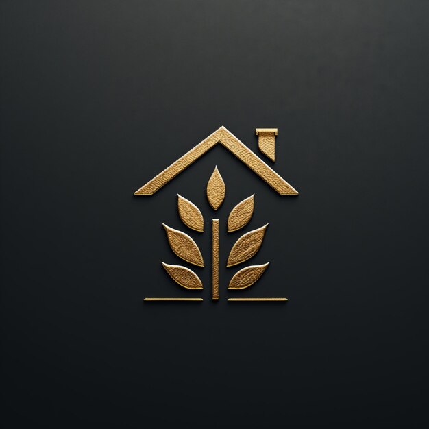 Foto logotipo de casa de granja ecológica de oro de lujo ia generativa