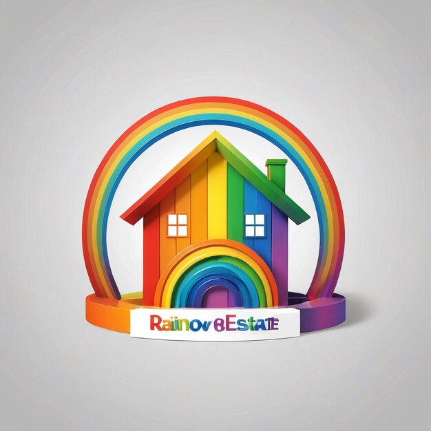 Foto el logotipo de la casa inmobiliaria es un símbolo de una casa arco iris con una habitación arcoirísima.