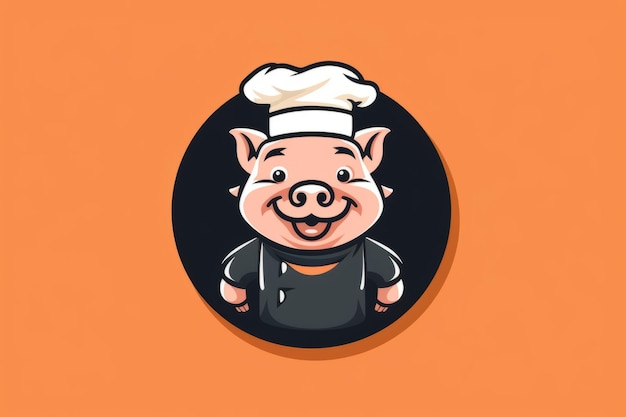 Logotipo de chef de cerdo Imagen de ilustración hermosa IA generativa