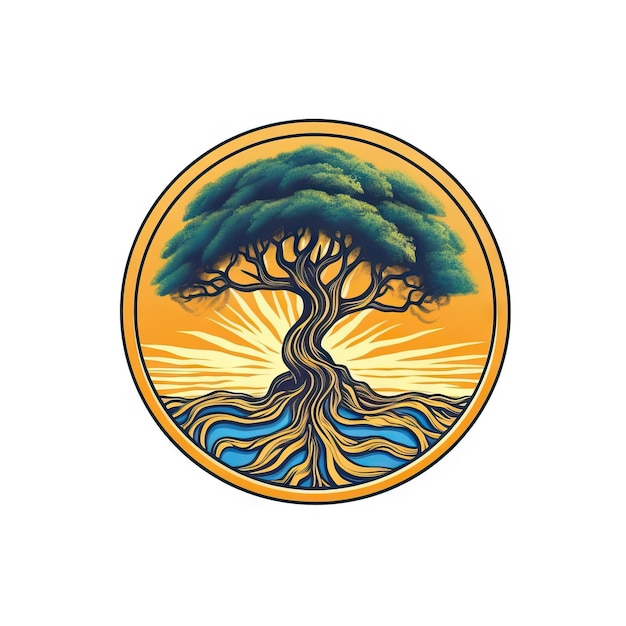 Logotipo circular del árbol de la vida generado por IA