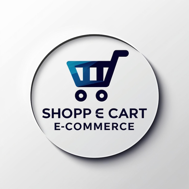 Foto logotipo circular con un carrito de compras y el texto shoppe cart ecommerce