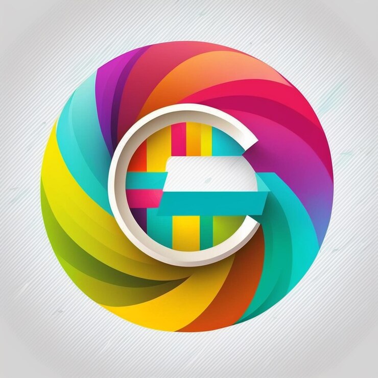 Foto un logotipo circular colorido con un círculo blanco y una raya de arcoíris ai generativo