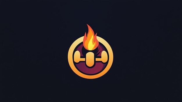 Un logotipo circular con una manivela y una llama en la parte superior