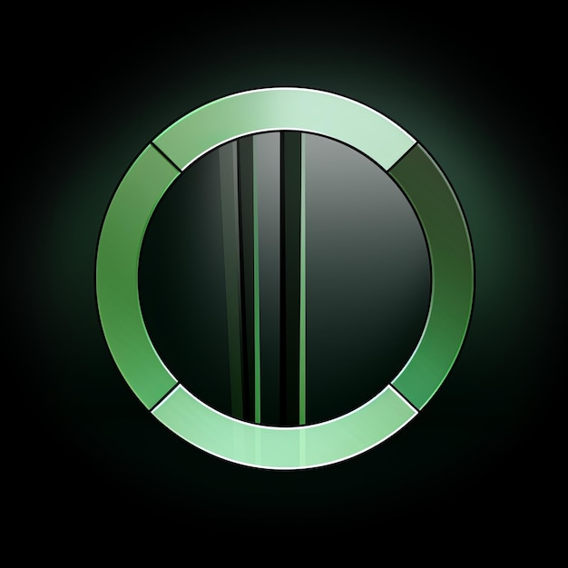 Foto un logotipo circular verde y negro sobre un fondo negro