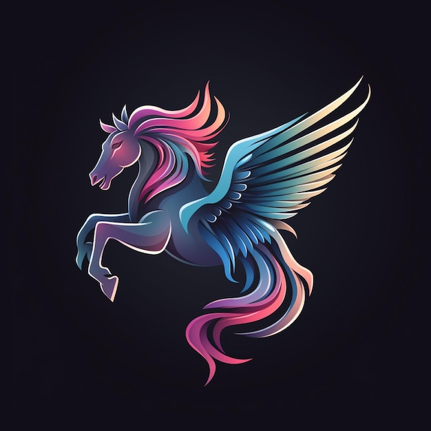 Foto el logotipo de color gradiente de pegasus con detalles