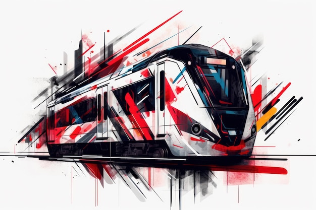 Logotipo colorido arte futurista prototipo vagón tren generativo ai