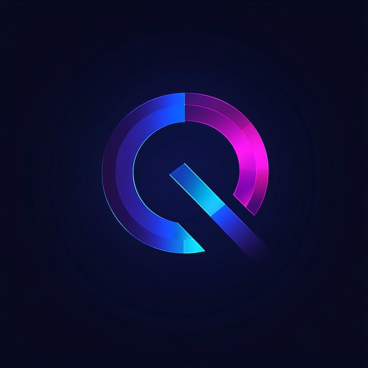 Foto un logotipo colorido y colorido con la letra q en él