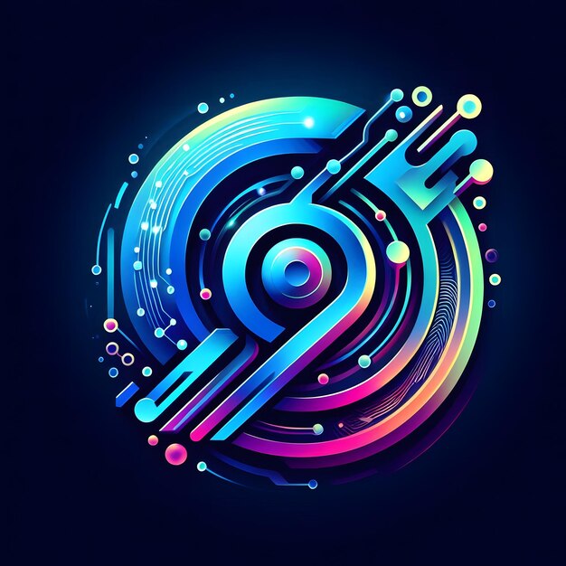 un logotipo colorido con un diseño colorido en él