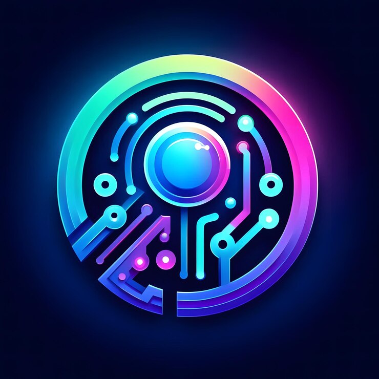 Foto un logotipo colorido con un diseño colorido en él