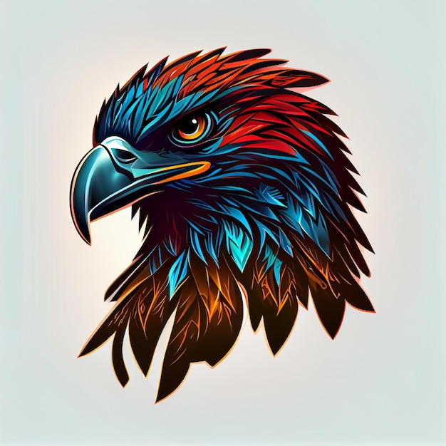 Logotipo colorido do mascote Angry Eagle Head isolado em fundo branco