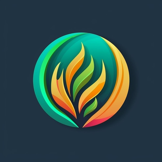 Un logotipo colorido con una hoja dentro de él generativo ai