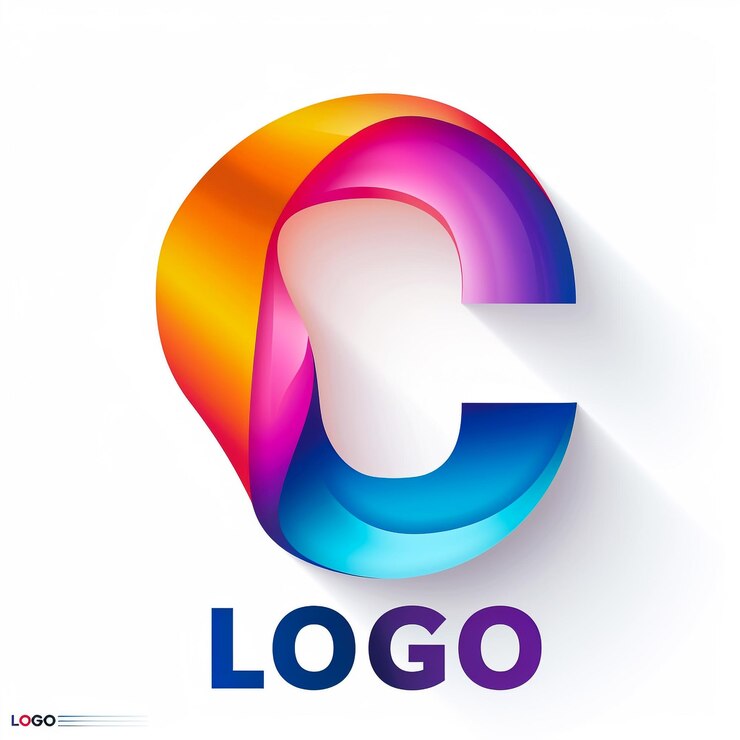 Foto un logotipo colorido con la letra c en él