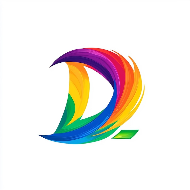 Foto un logotipo colorido con una letra de color arco iris a