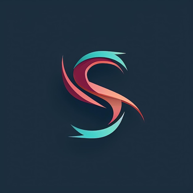 un logotipo colorido con la letra s y flechas al estilo de verde azulado oscuro y rojo claro