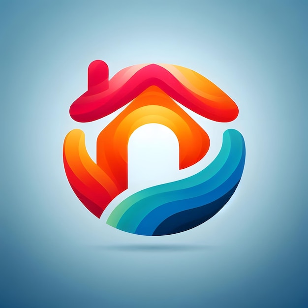 un logotipo colorido con un símbolo de color arco iris en el medio