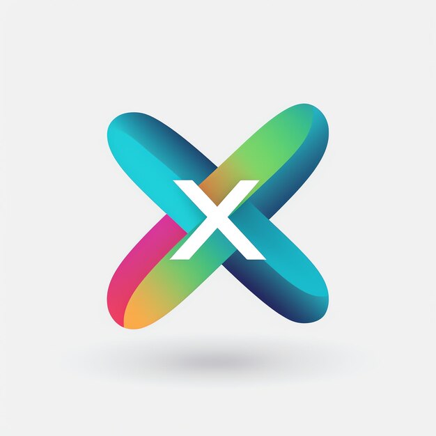 un logotipo colorido con una x blanca