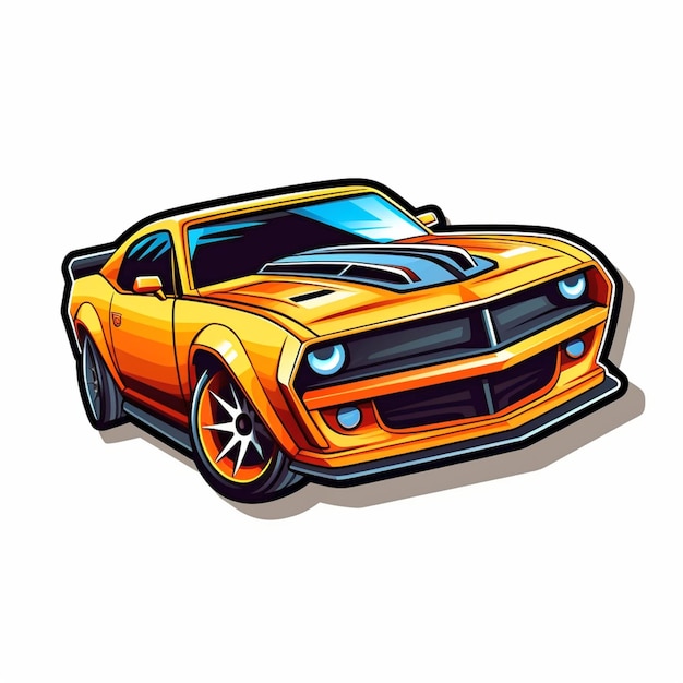 Logotipo com um muscle car indo muito rápido Sticker corridas de carros