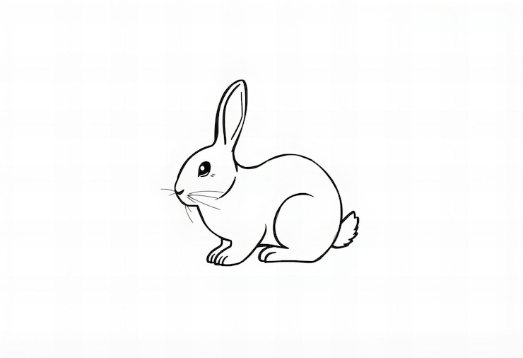 Foto logotipo de conejo en estilo de arte de líneas simples