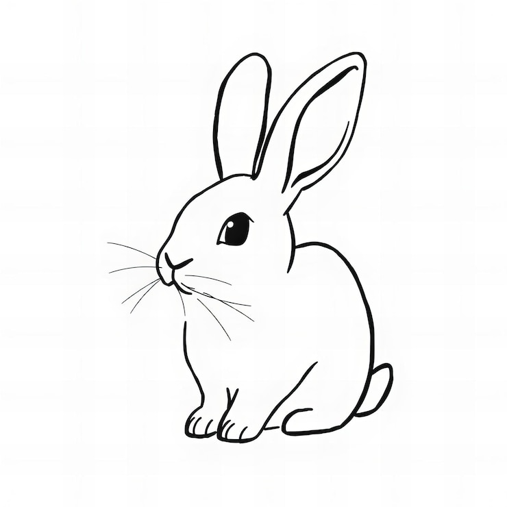 Foto logotipo de conejo en estilo de arte de líneas simples