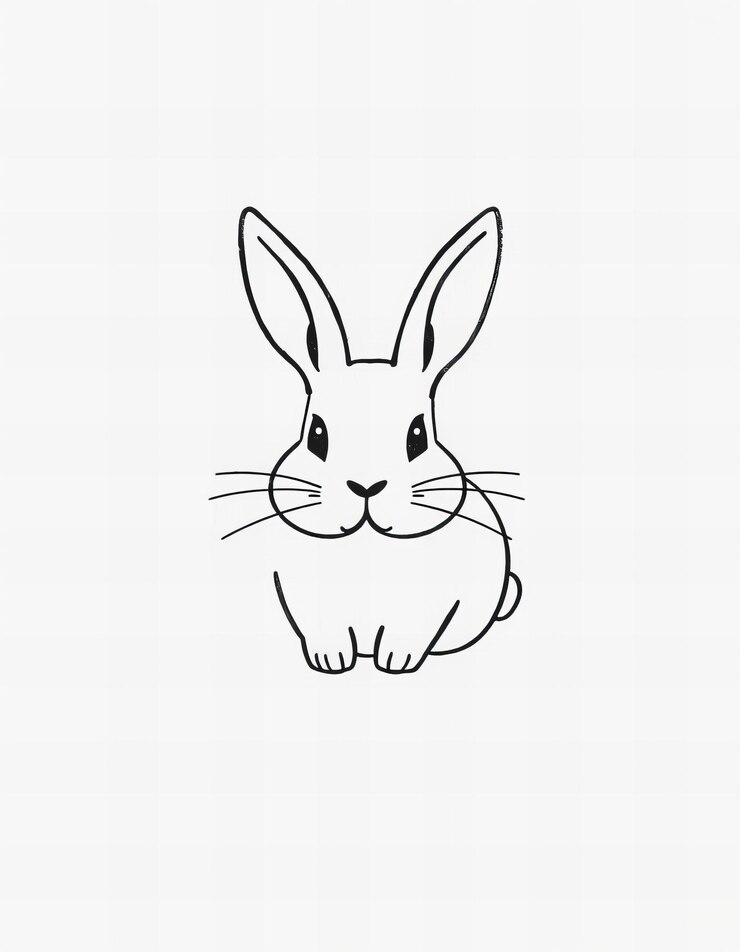 Foto logotipo de conejo en estilo de arte de líneas simples