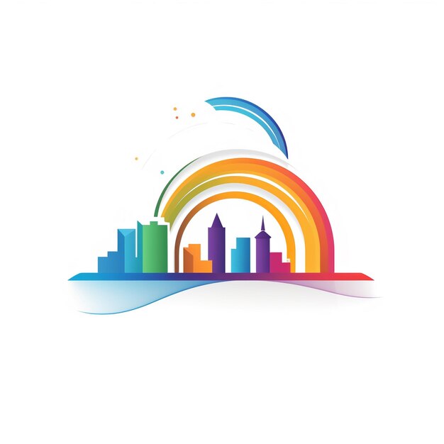 logotipo de construcción con arcoiris