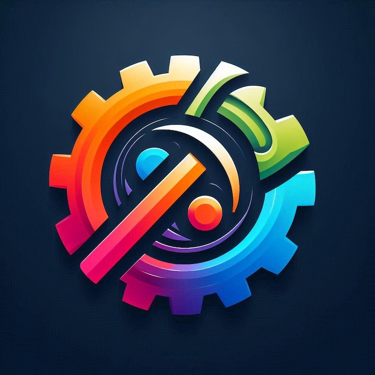 Foto logotipo creativo con elementos de fabricación