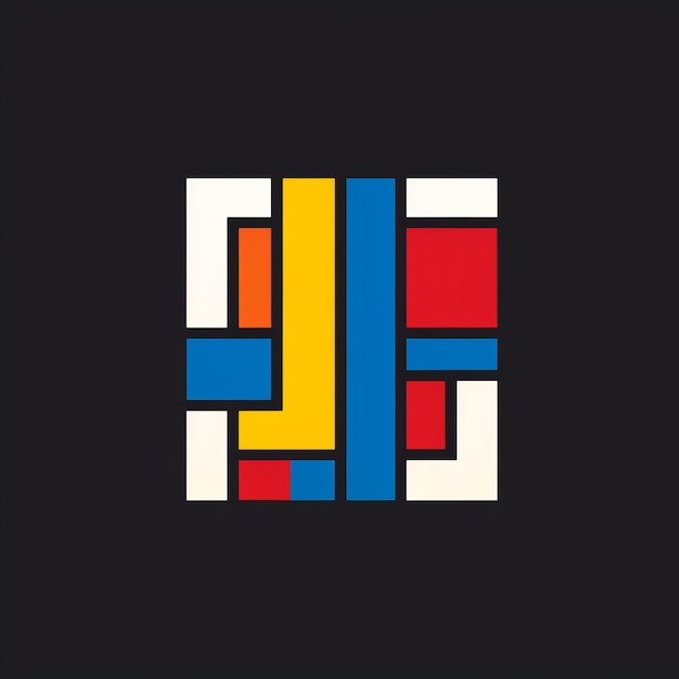 Foto logotipo cuadrado colorido con influencia de de stijl